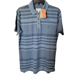 NWT Fat‎ Face Mens Blue Stripe Short Sleeve Polo Shirt Size S